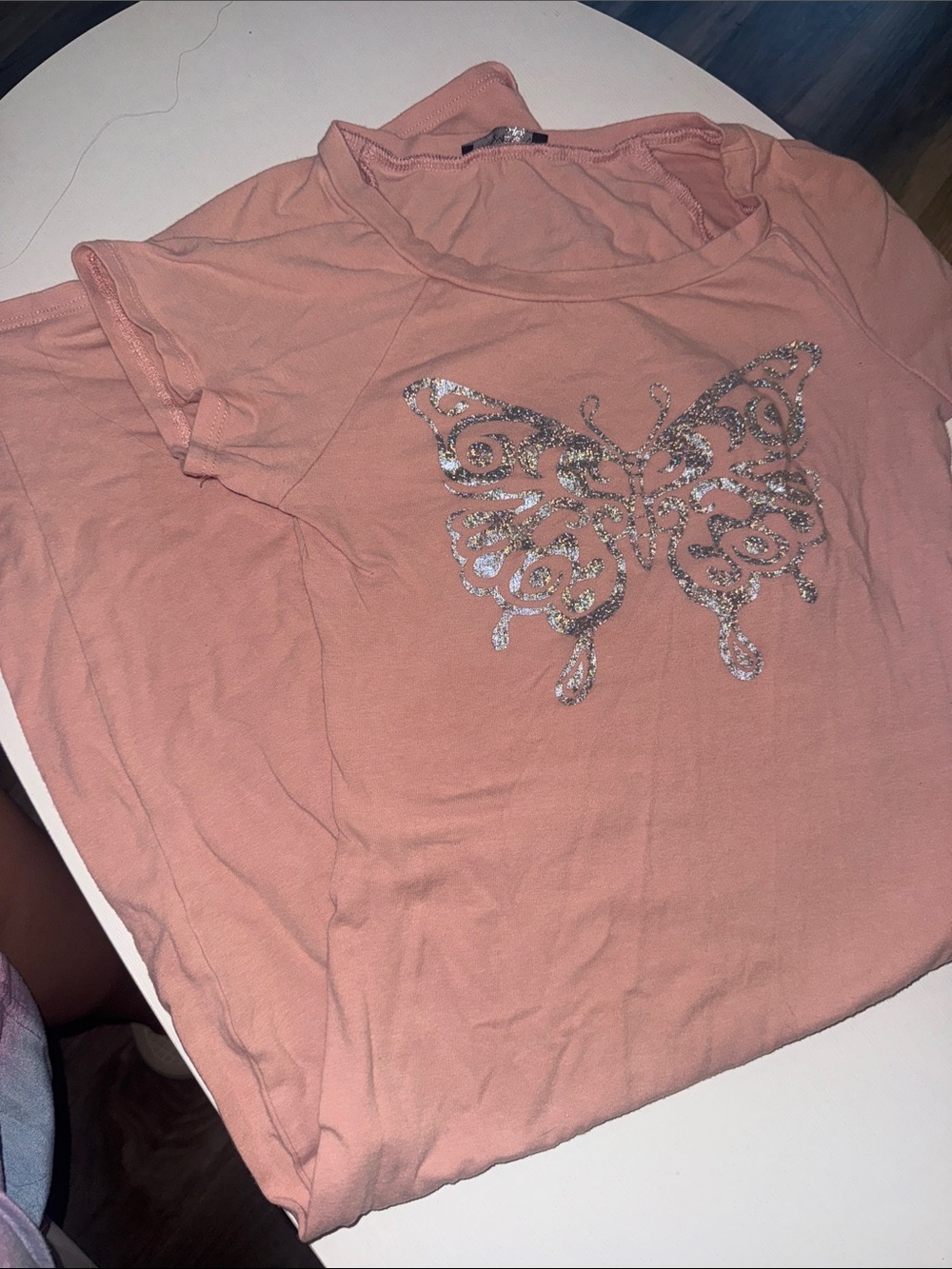 Women’s Pink Butterfly Sequin Short Sleeve dress